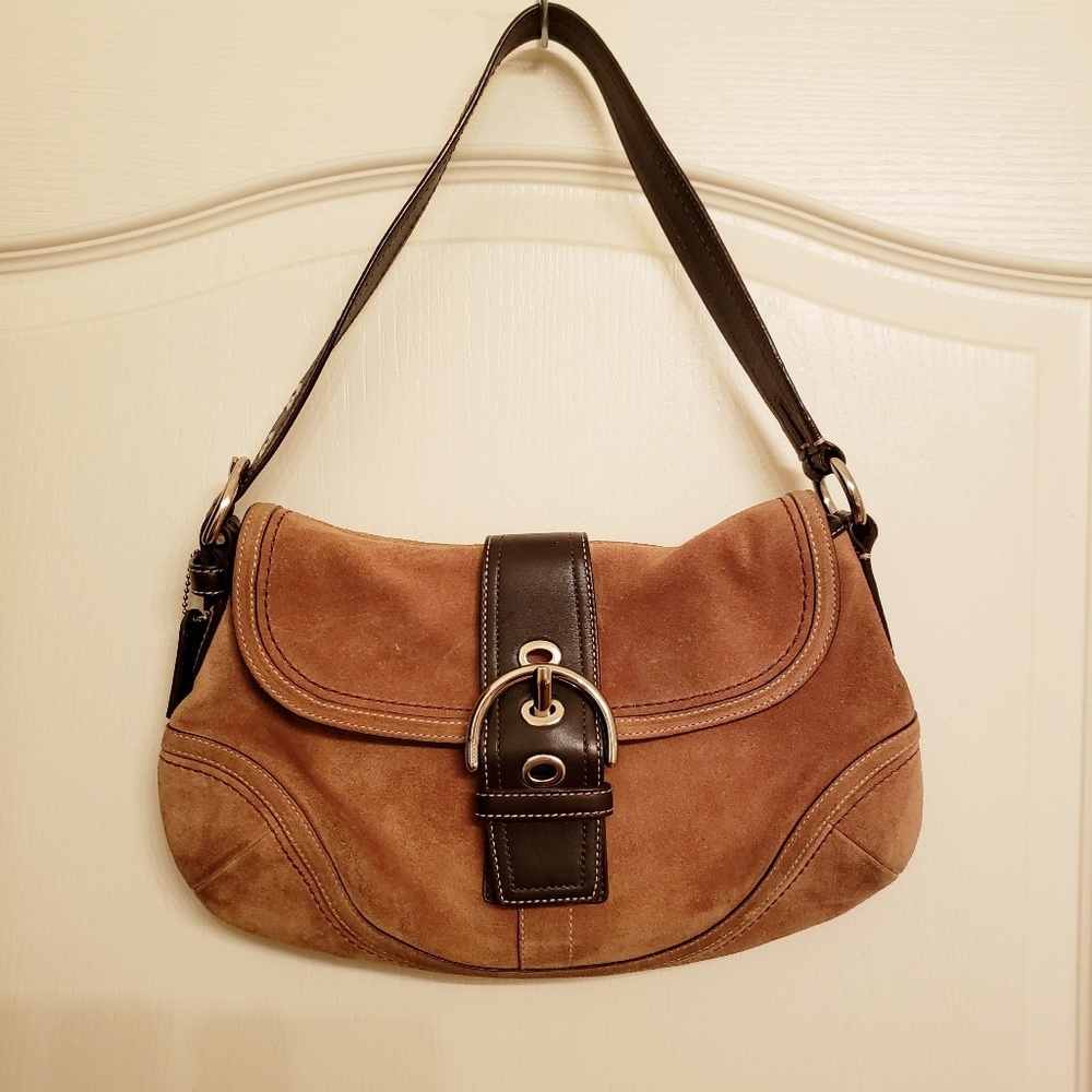 Coach Brown Suede & Leather Shoulder Bag